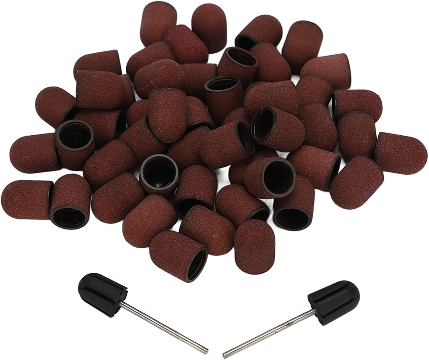 Jiawu 120 Grit Nail Art Sanding Caps Manicure Polishing Grinding Bands Set with Shaft for Nail Sanding Bands image number 5