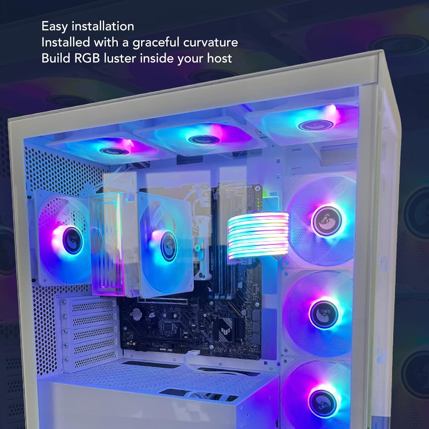 RASTKY RGB Power Extension Cable - Addressable 5V 3 Pin Synchronized ARGB PSU Extension Cable for Desktop Computer - 18AWG, Programmable Colorful Light Effects, Compatible with Aura, (24PIN image number 2