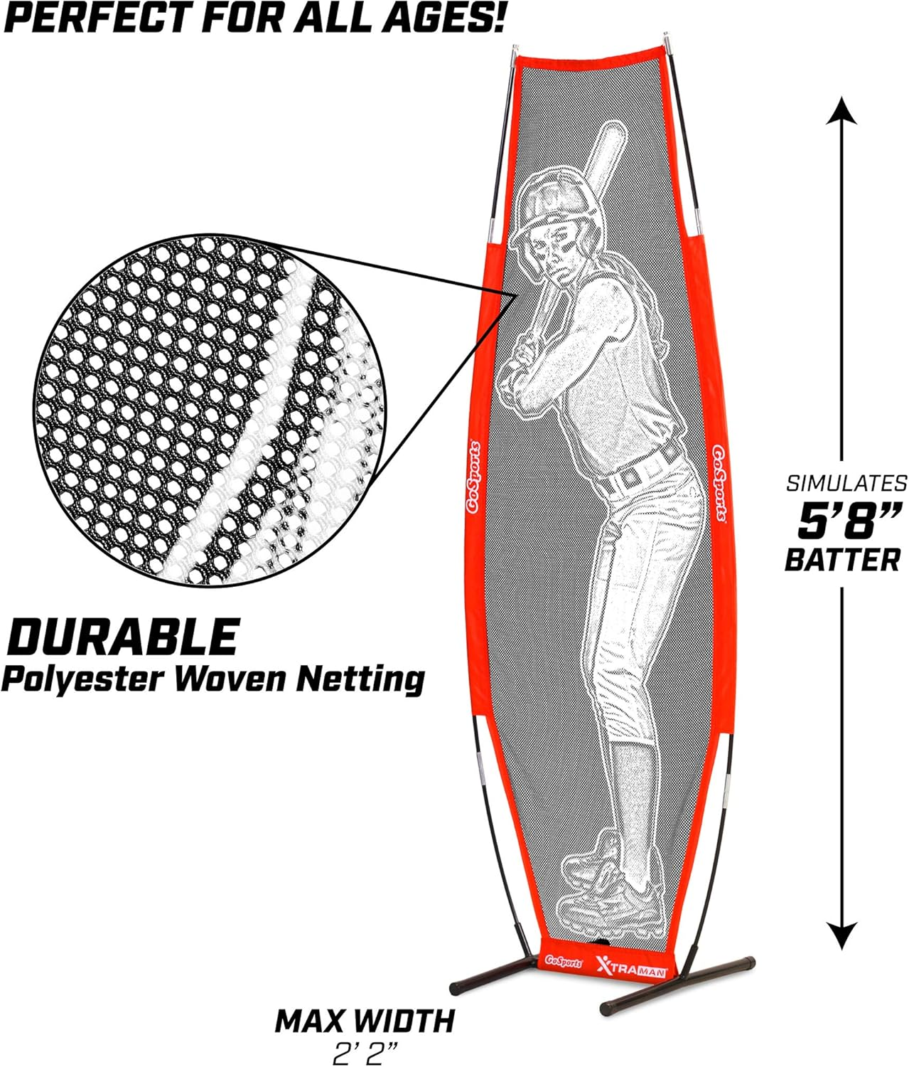 Gosports Baseball & Softball Xtraman Dummy Batter Pitching Training Mannequin - Practice Pitching Aid for Improved Accuracy and Safety image number 2