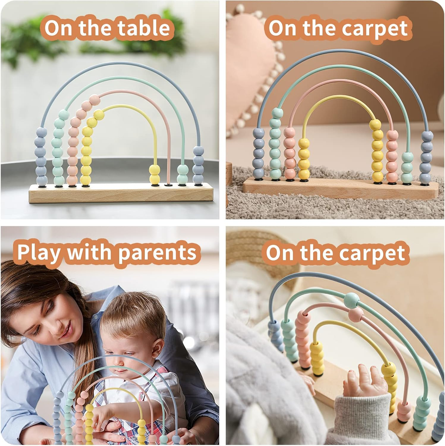 Ibwaae Wooden Rainbow Abacus Beads Counting Toys Kids Early Math Skills Montessori Educational Learning Games for Toddler image number 5