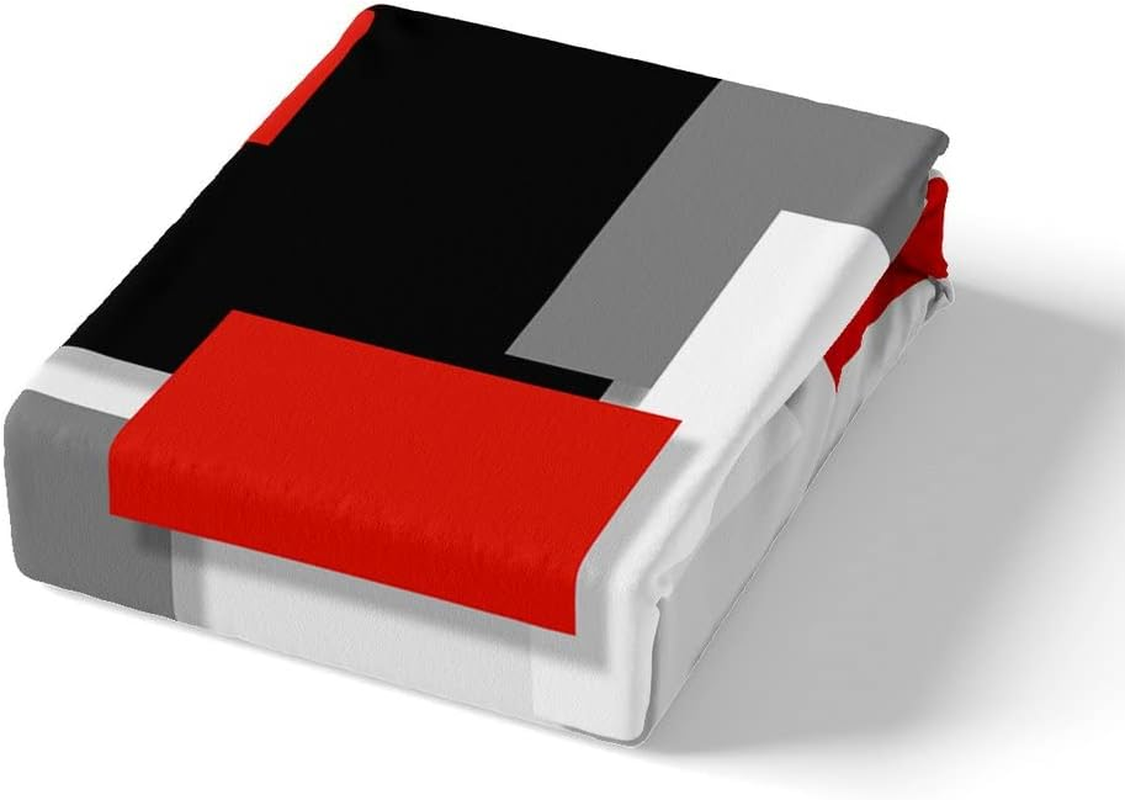 Geometric Square Duvet Cover Red Grey Black White Duvet Cover for Children Teenagers Modern Geometric Grid Ombre Bedspread Soft 135 X 200 Cm Modern Simple Graphic Printed Bed Linen image number 5