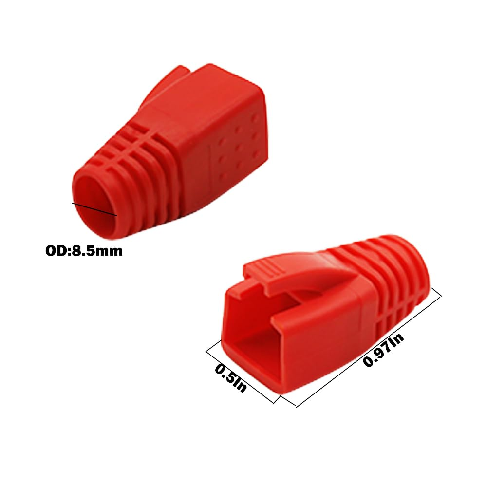 RJ45 Strain Relief Boots, 100 PCS CAT6A, CAT7, CAT8 Plastic Network Wire, Red image number 2