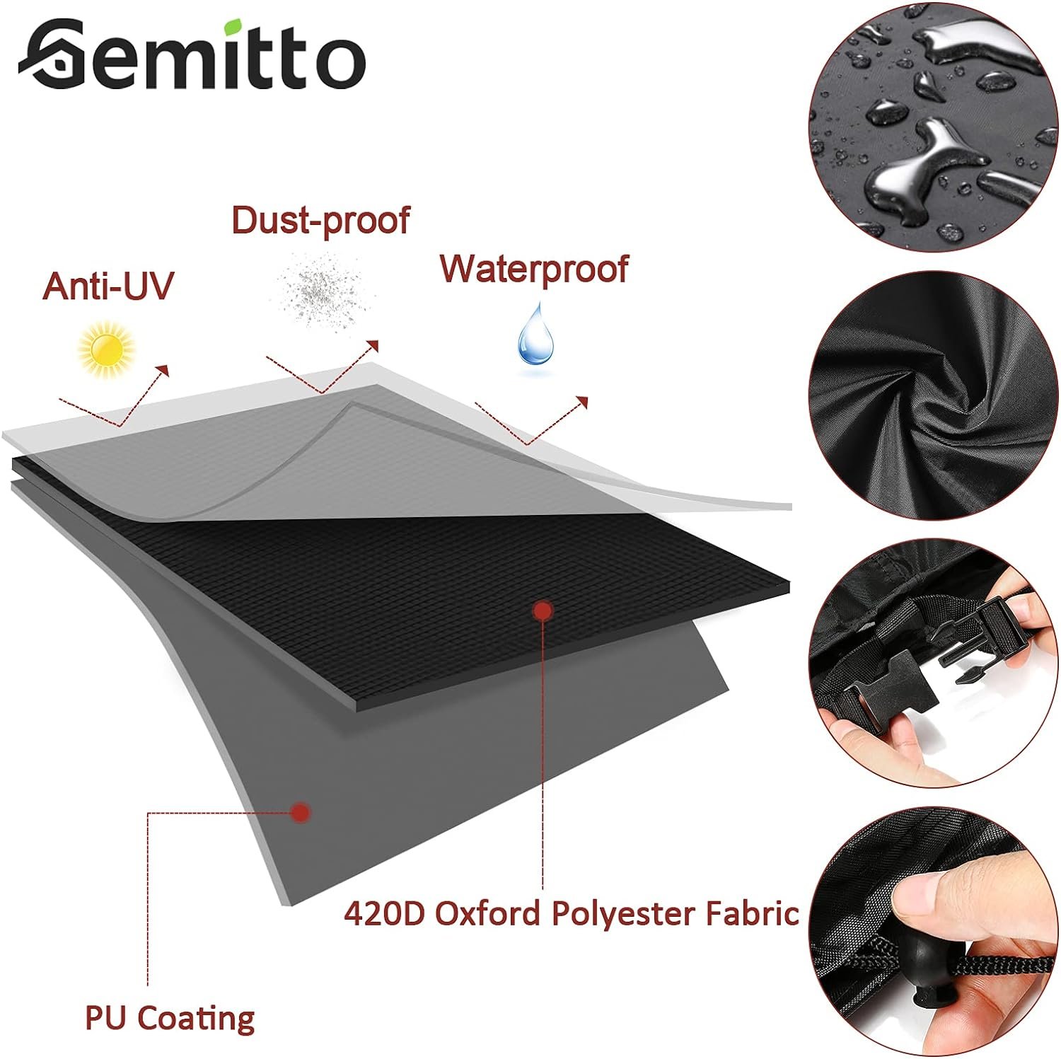 GEMITTO 7/8/9 Ft Pool Table Cover, Waterproof Billiard Cover Polyester Fabric for Snooker Billiard Table (102X53X32In)