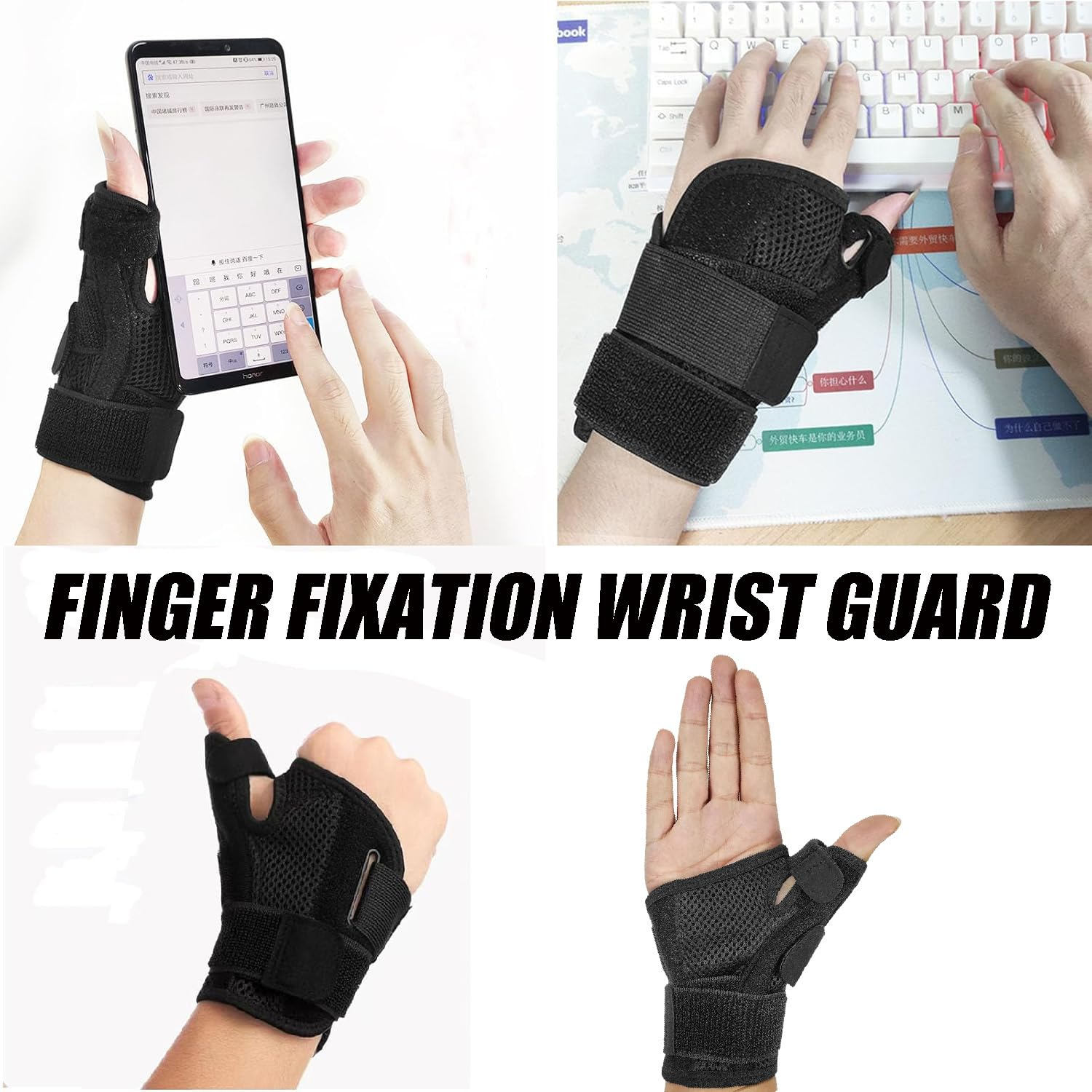 Wzenclave Thumb Splint with Wrist Brace Reversible Thumb Splint Arthritis Pain and Support Sprains Tendonitis Relief Adjustable Thumb Stabilizer Suitable for Both Men and Women'S Left and Right Hands - Black image number 2