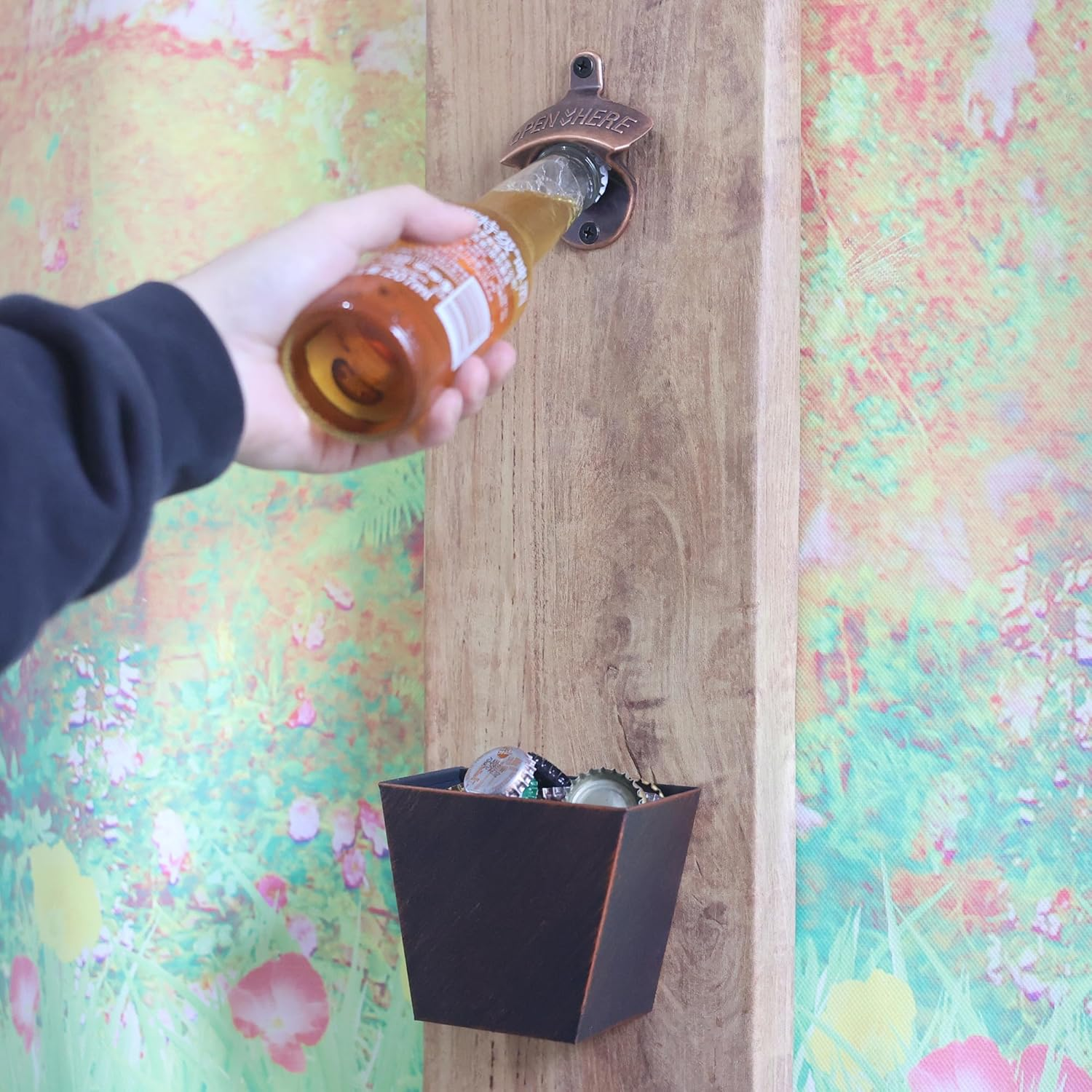 Vintage Copper Bottle Cap Opener Wall Mount, Retro Beer Bottle Opener with Screws for Homes Kitchen (Pack of 2) image number 2