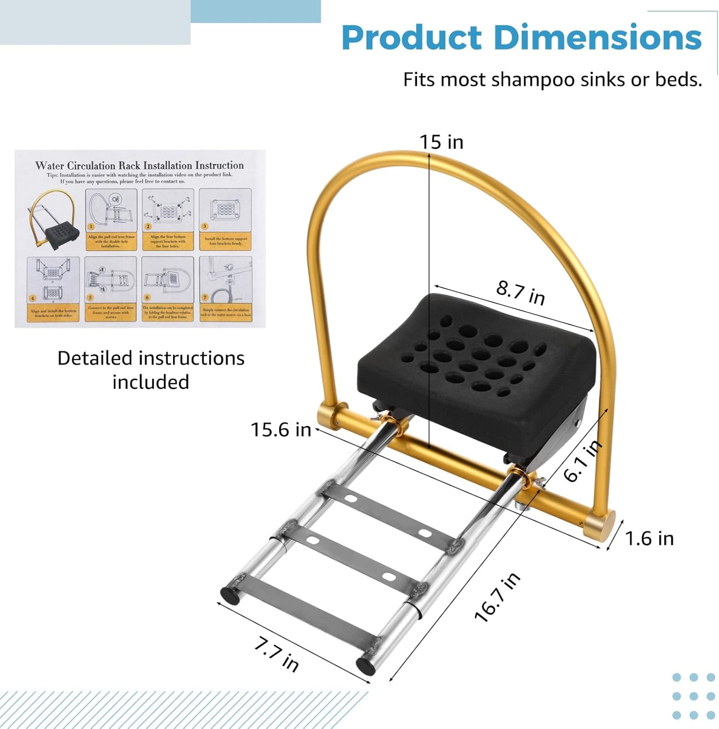 Homaisson Head Spa Waterfall Equipment, Water Circulation Shampoo Bowl Rack & Pillow, Head Spa Attachment for Salon, Shampoo Bed Show Accessories, Ideal for Salon Hair Washing Station image number 4