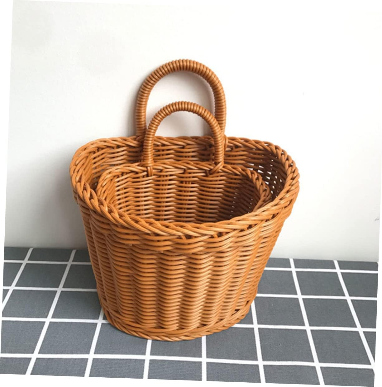 Alipis Wall Hanging Storage Basket Woven Kitchen Decor Organizer Home Ornament for Wall Mount Use for Dirty Clothes Food Storage image number 6