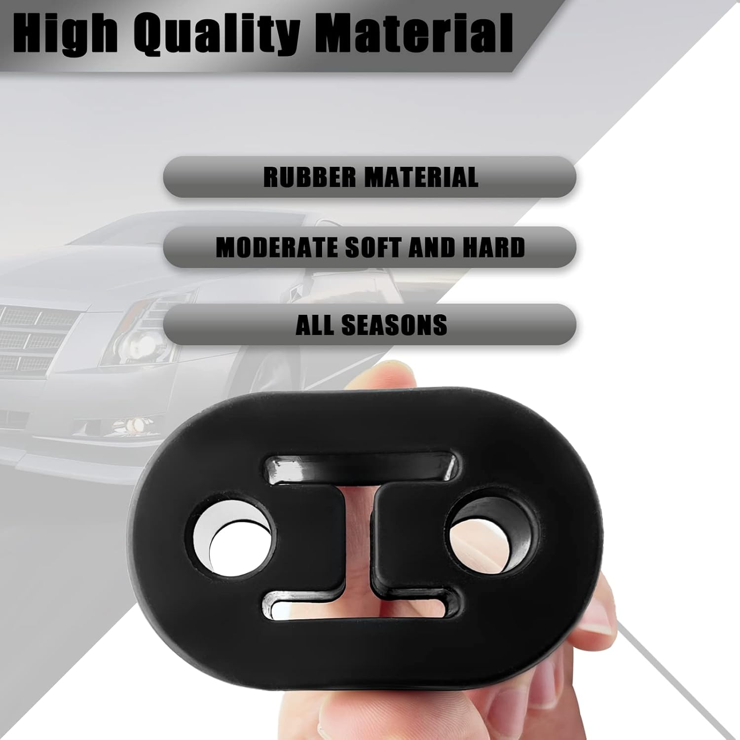 2 Pcs 2 Hole Exhaust Hanger Rubber, Universal Hole Size Diameter 0.47Inch (12Mm), Muffler Bracket Mount, Insulator Bracket for Car/Truck/Suv (Black) image number 2