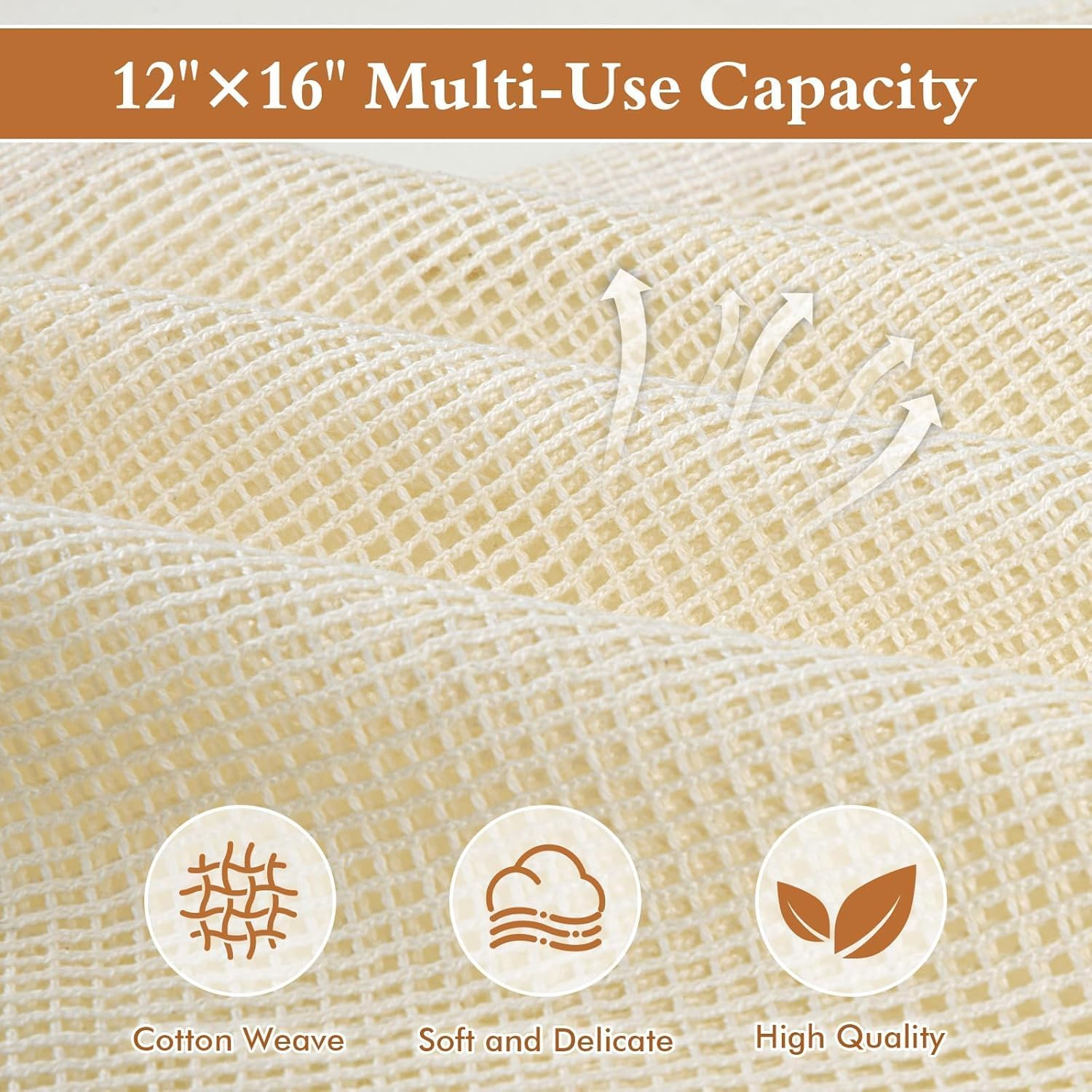 Natural Cotton Mesh Laundry Bags 12X16"" 3-Pack,Gentle Wash for Lingerie, Baby Clothes & Travel Essentials image number 6