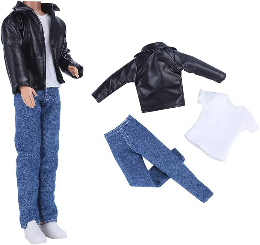 E-TING 20-Items Doll Clothes Random Style Fantastic Pack for 12 Inches Dolls Leather Jacket Clothing image number 1