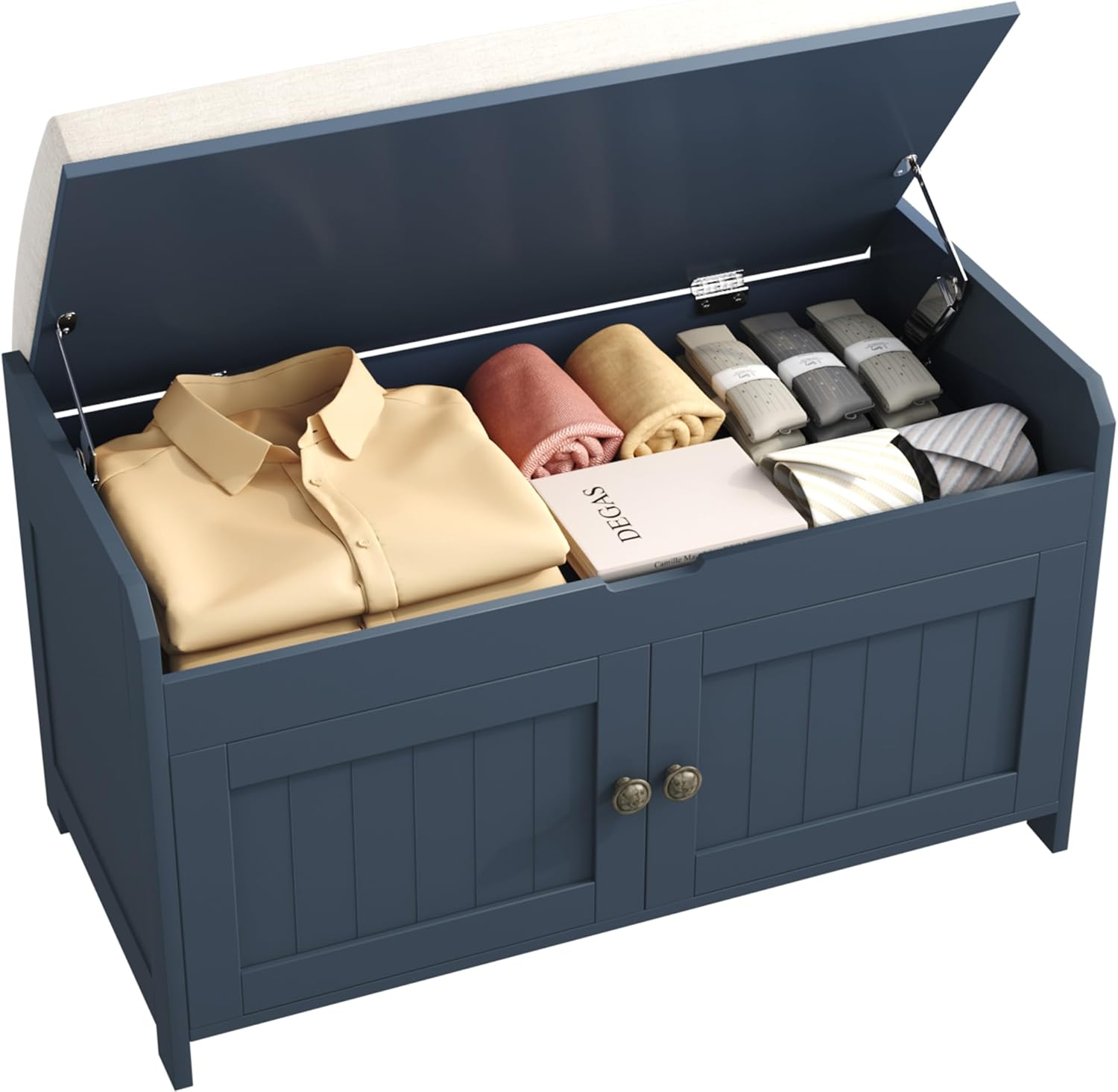 HOMEFORT Shoe Bench, Modern Industrial Shoe Storage Bench, Entryway Bench with Mesh Shelf and Sturdy Metal Frame, Metal Shoe Rack with Durable MDF Top for Hallway, Mudroom, Living Room, Rustic Brown