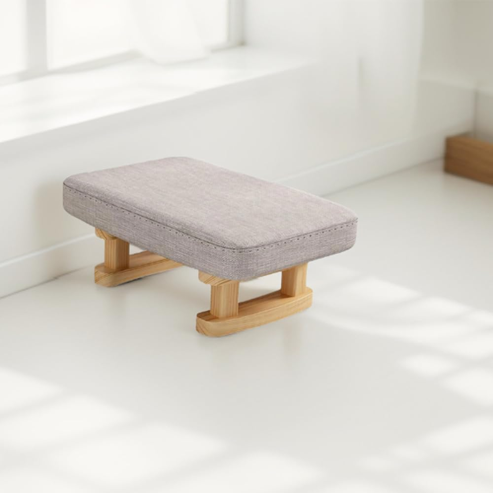 Small Foot Stool Ottoman, Rectangle Fabric Foot Stool Rest, Pouffe Padded Chair Stool with Removable Cover, Sofa Sponge Foot Stool Rest for Couch, Living Room, Bedroom, Entryway image number 3