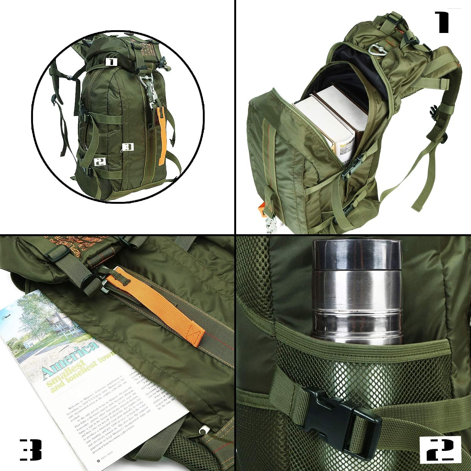 PAIWPHLI Tactical Backpack Flight Parachute Pack Large Lightweight Travel Backpack with Molle for Outdoor