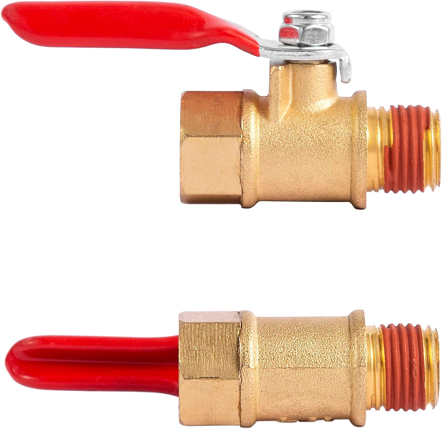 BILAL 2 Pack 1/4" Heavy Duty Air Compressor Brass Ball Valve Shut off Switch, 1/4 Inch Male and Female NPT Thread Pipe Fitting image number 2