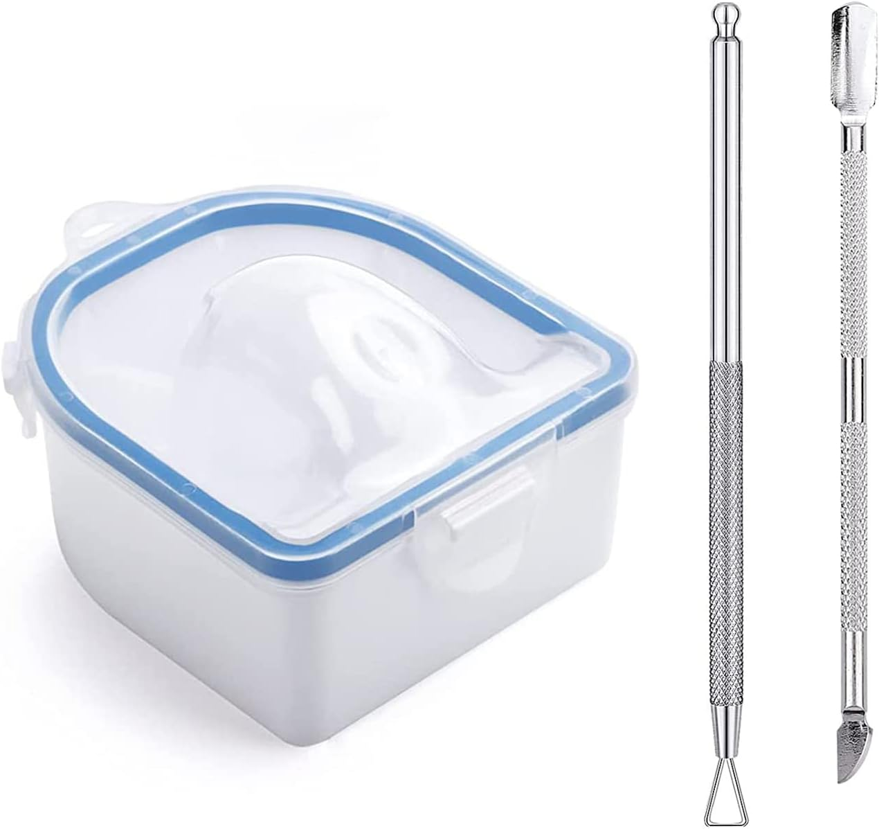 (Pink) - Nail Soaking Bowl, 2PCS Soak off Gel Polish Dip Powder Remover Manicure Bowl with Triangle Cuticle Peeler and Stainless Steel Cuticle Pusher Nail Art Tool (Pink)