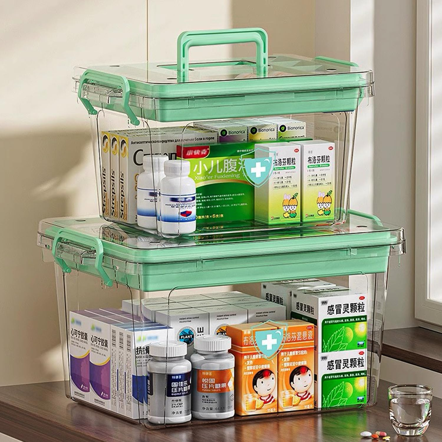 2-Pack Clear Medicine Organizer Box with Trays &ndash; Thickened Plastic First Aid Storage Container, Multi-Layer Medicine Case with Handles,Portable Medical Organizer for Home,Travel & Office image number 5