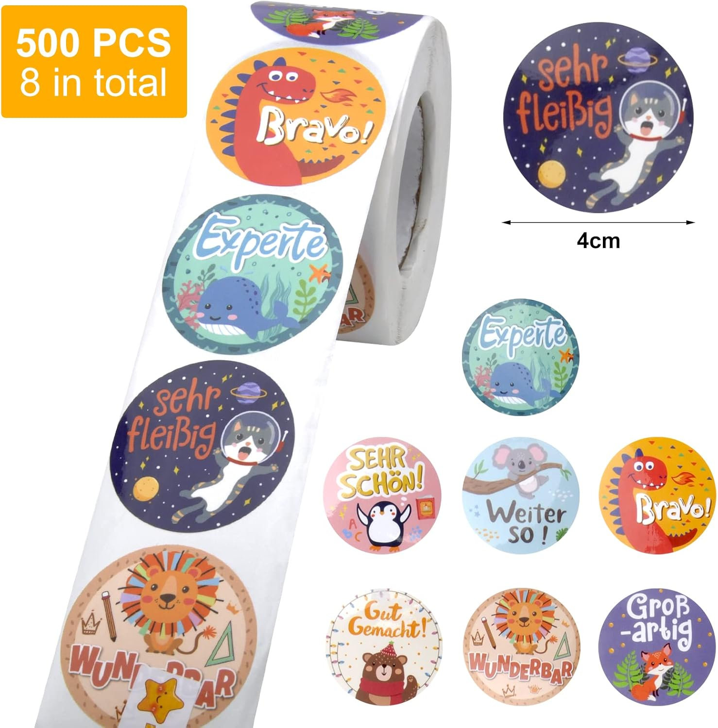Pack of 500 Motivational Stickers for Children, TNSLAND 3.8 Cm Self-Adhesive Teacher Reward Stickers, Praise Praise Stickers, Primary School Teacher Supplies, Reward Chart Children for School Teacher image number 3