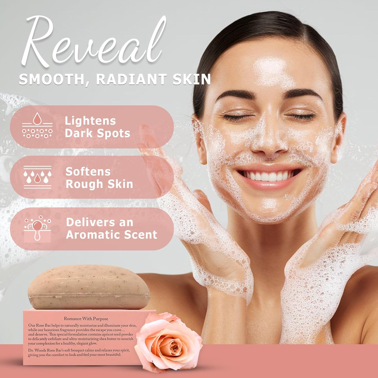 (3 X 160Ml) - Dr. Woods Bar Soap Skin Lightening English Rose, 160Ml, Pack of 3 image number 2