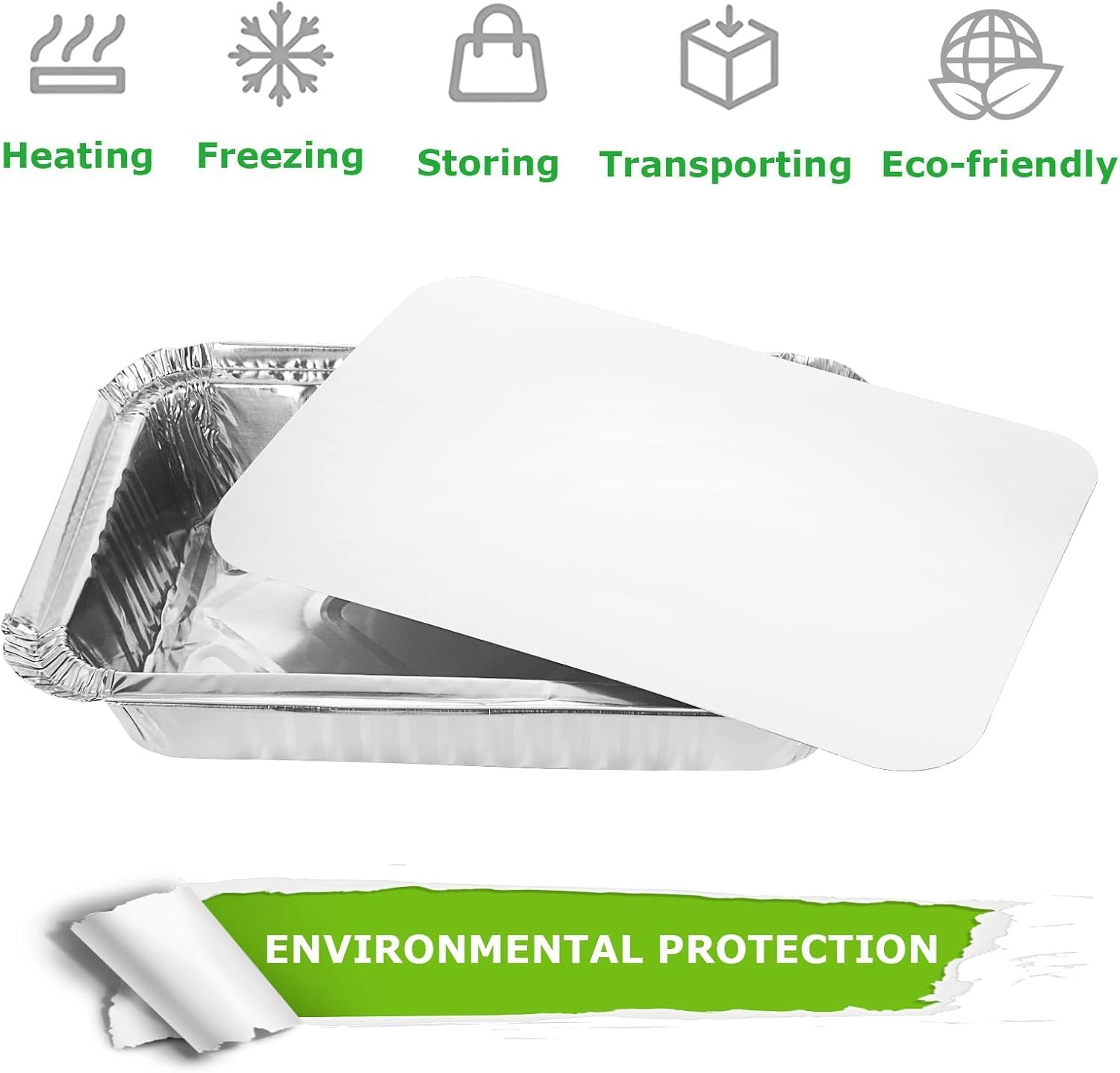 50-Pack Aluminum Pans with Lids, Capacity Foil Food Containers with Lids, 50 Pans and 50 Cardboard Covers, Disposable Tin Foil Pans for Baking, Meal Prep and Freezer, Takeout image number 5