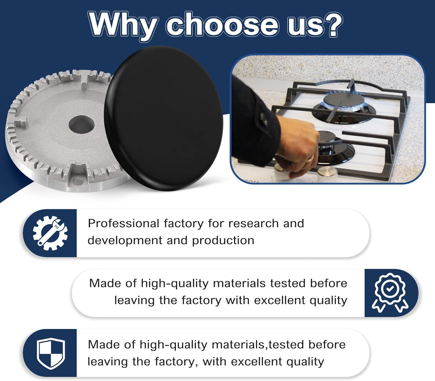 JUMXSRLE Gas Stove Burner Caps, Burner Head Replacement Kit, Heat Resistant Stove Gap Cover, Cooker Hat Set Easy to Clean, Gas Burner Flame Cap for SABAF Gas Stove Burners - 8PCS image number 3