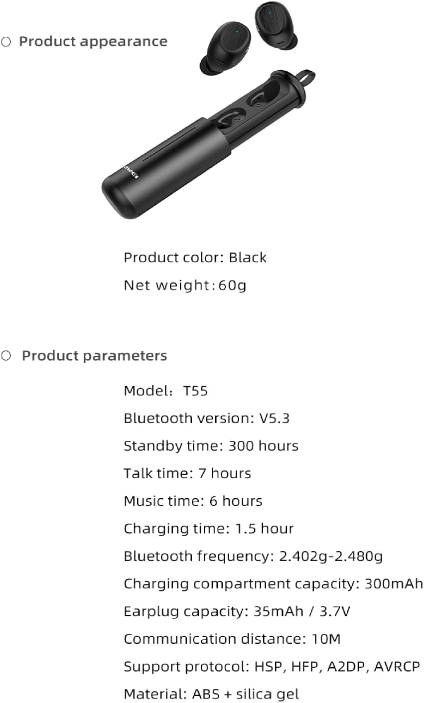 AWEI Słuchawki T55 TWS (AWEI017BLK) image number 1