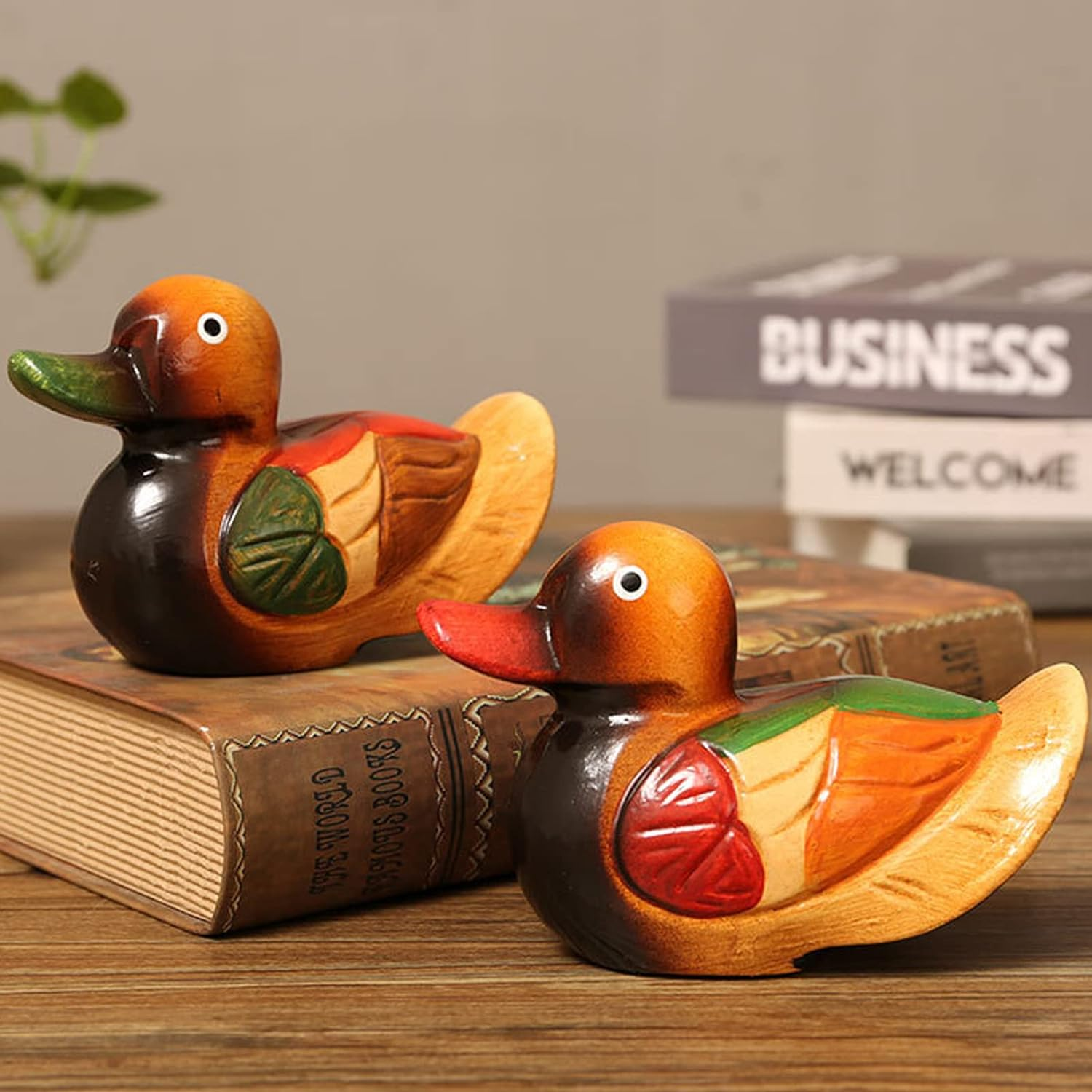 Mandarin Ducks Pair, 2Pcs Chinese Mandarin Ducks Feng Shui Figurine Statue Yuan Yang Love Birds Statue Couple Bird Decor Valentines Day Gifts, Feng Shui Home Dcor image number 2