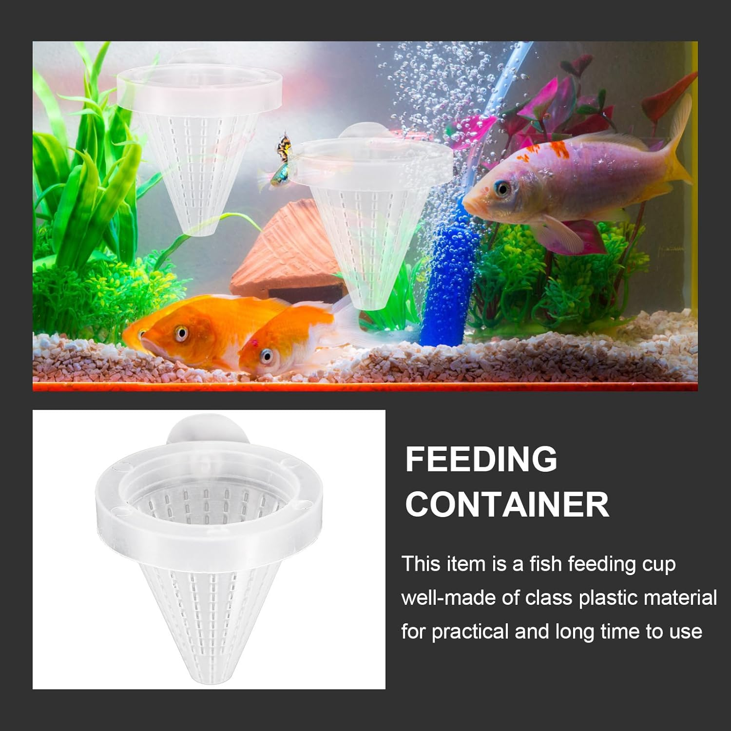 VANZACK 10Pcs Cone Worm Feeder Tank Cone Feeder Plastic Worm Feeding Cone Fish Feeder with Suckers image number 4