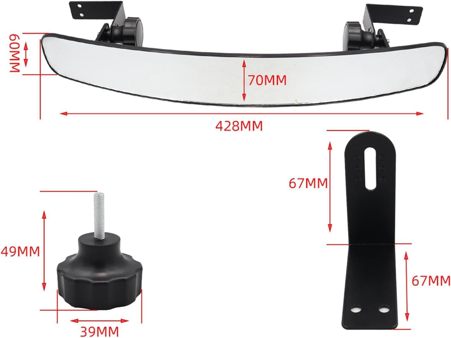 Magideal Golf Cart Rear View Mirror, Convex Golf Cart Mirror, 60X428Mm, Easy to Install,Accessory Assembly,Replaces, Golf Cart Panoramic Rear View Mirror image number 1