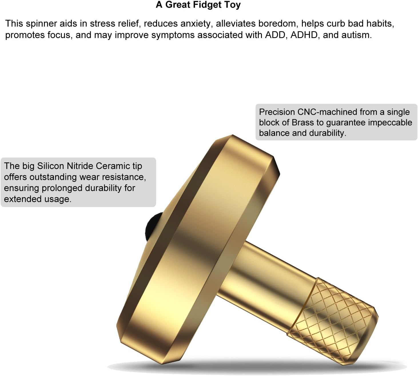 Djuiinostar Spinning Top (AVG 5-8 Minutes), CNC Machined from Solid Brass, High Precision Desk Toy, Waste Your Time Efficiently DST-820 image number 4