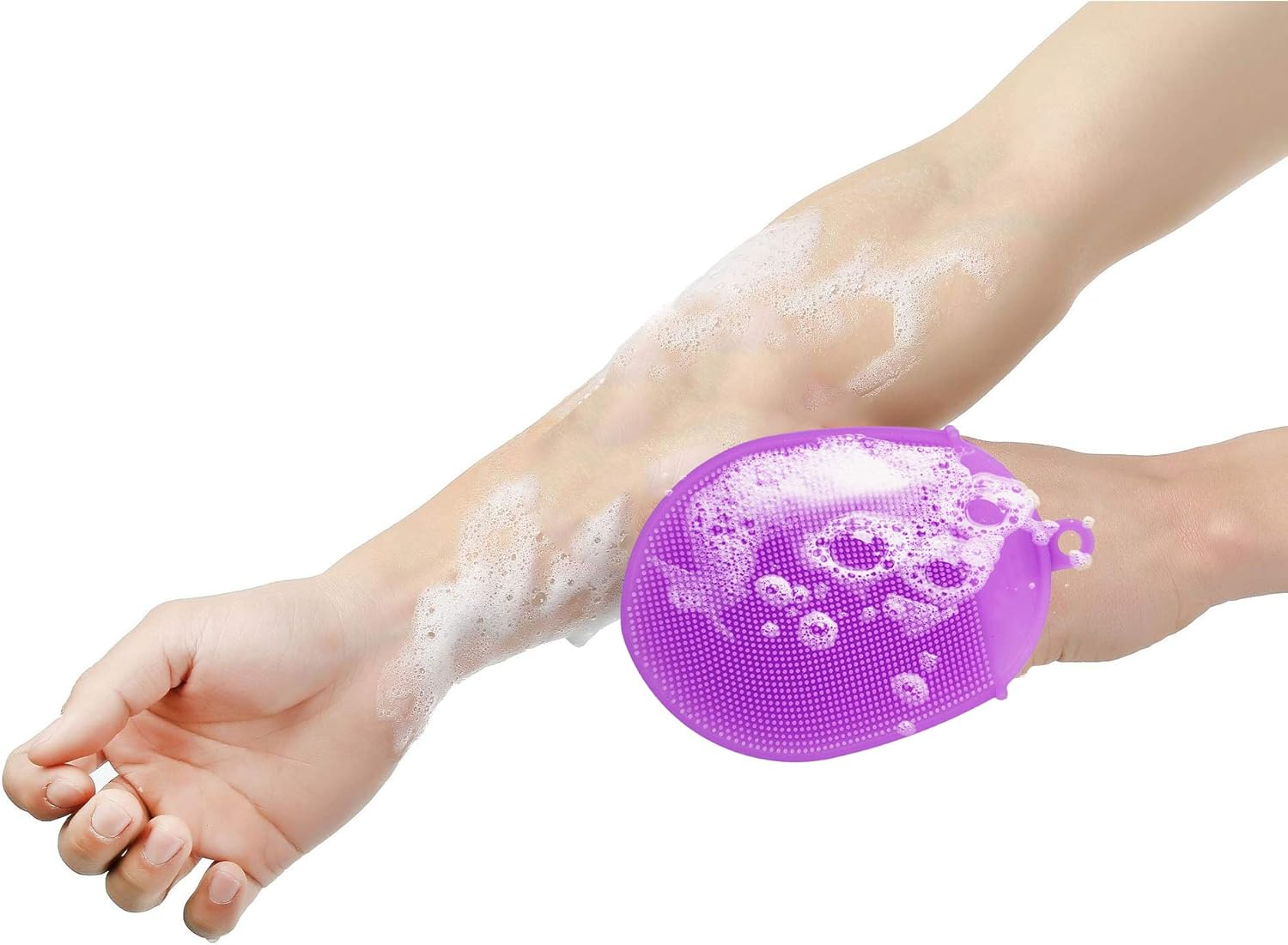 2-Pack Silicone Body Brush Glove, Soft Bath Shower Scrubber Sponge for Washing Cleaning Exfoliating Skin SPA Feet Back Massage image number 5