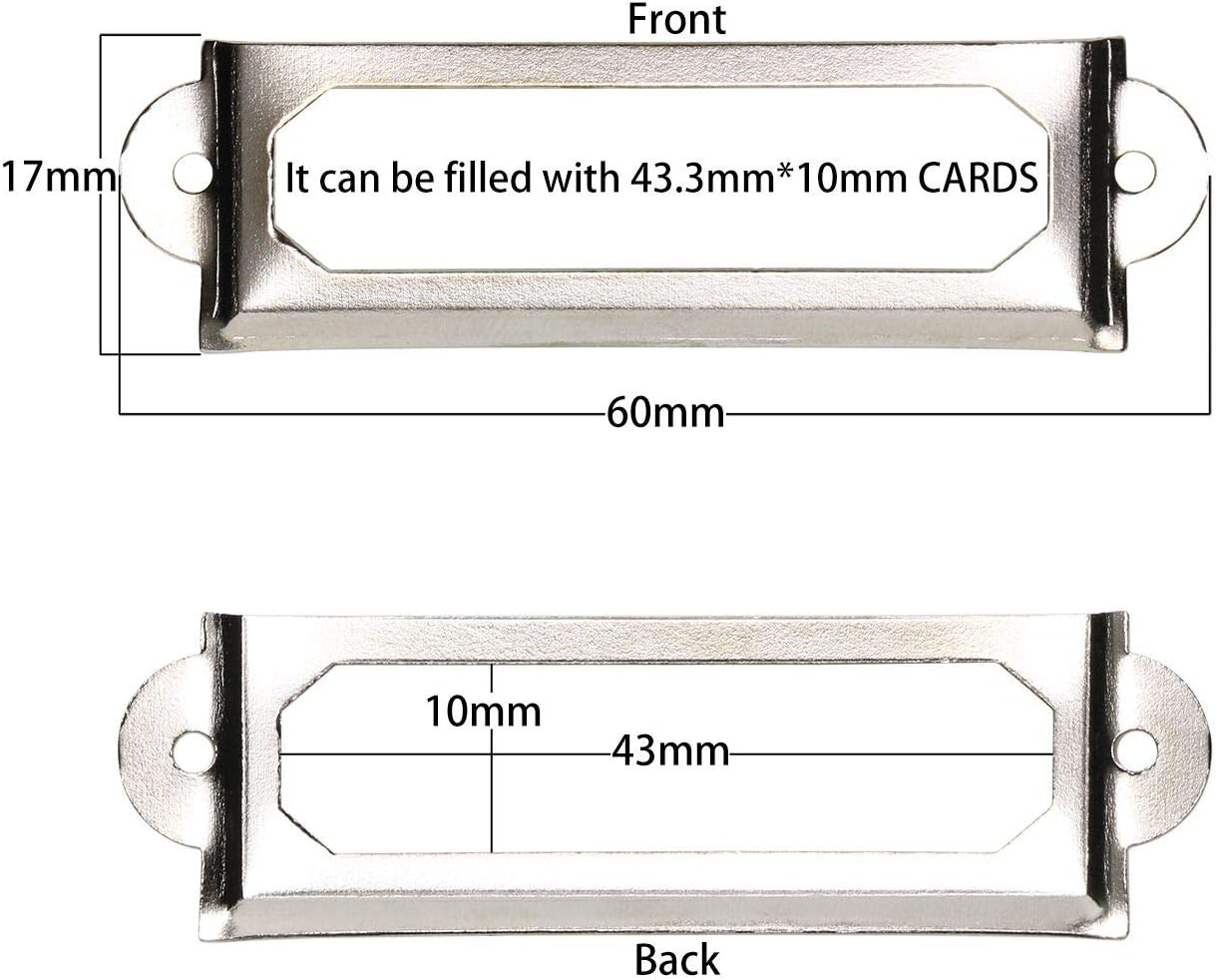 ONLYKXY 20Pcs Antique Brass Metal Drawer Door Lab Tag Label Pull Frame Handle File Name Card Holder for Furniture Cabinet Hardware Box Case Bin 1760Mm (Silver) image number 6