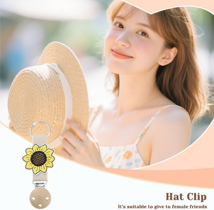 Xiyantiji Hat Holder Bag Clips for Travel Beach Bags Backpacks Luggages Sunflower Hat Clip for Women Girls Trip Gift Hanging Sunhat Car Keys Holders Accessories Yellow image number 1