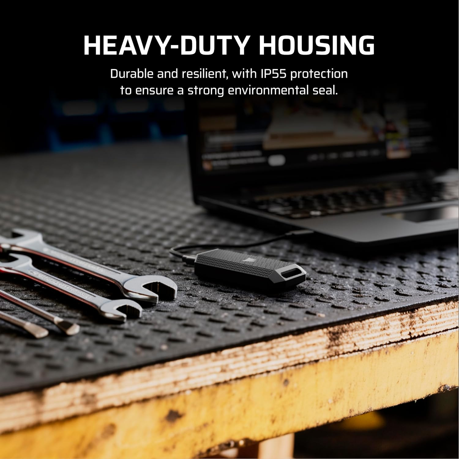 CORSAIR EX400U Survivor 1TB USB4 External SSD &ndash; up to 4000 Mb/S, IP55 Rugged Drive, Plug & Play for PC, Mac & Ipad &ndash; Black image number 2