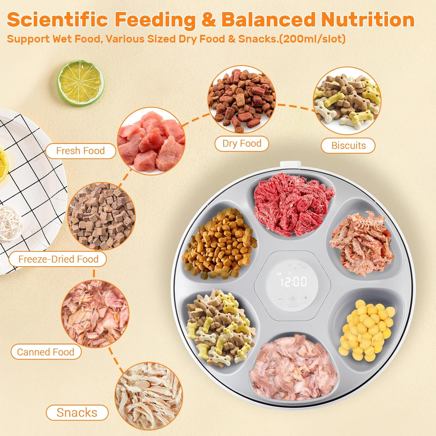 GAMKII Automatic Cat Feeder for Wet Food, 6 Meals Cat Food Dispenser with 2 Ice Packs, Programmable Timer, Rechargeable Cordless Auto Pet Feeder for Cats Small Dogs- Bpa-Free Food Tray image number 1