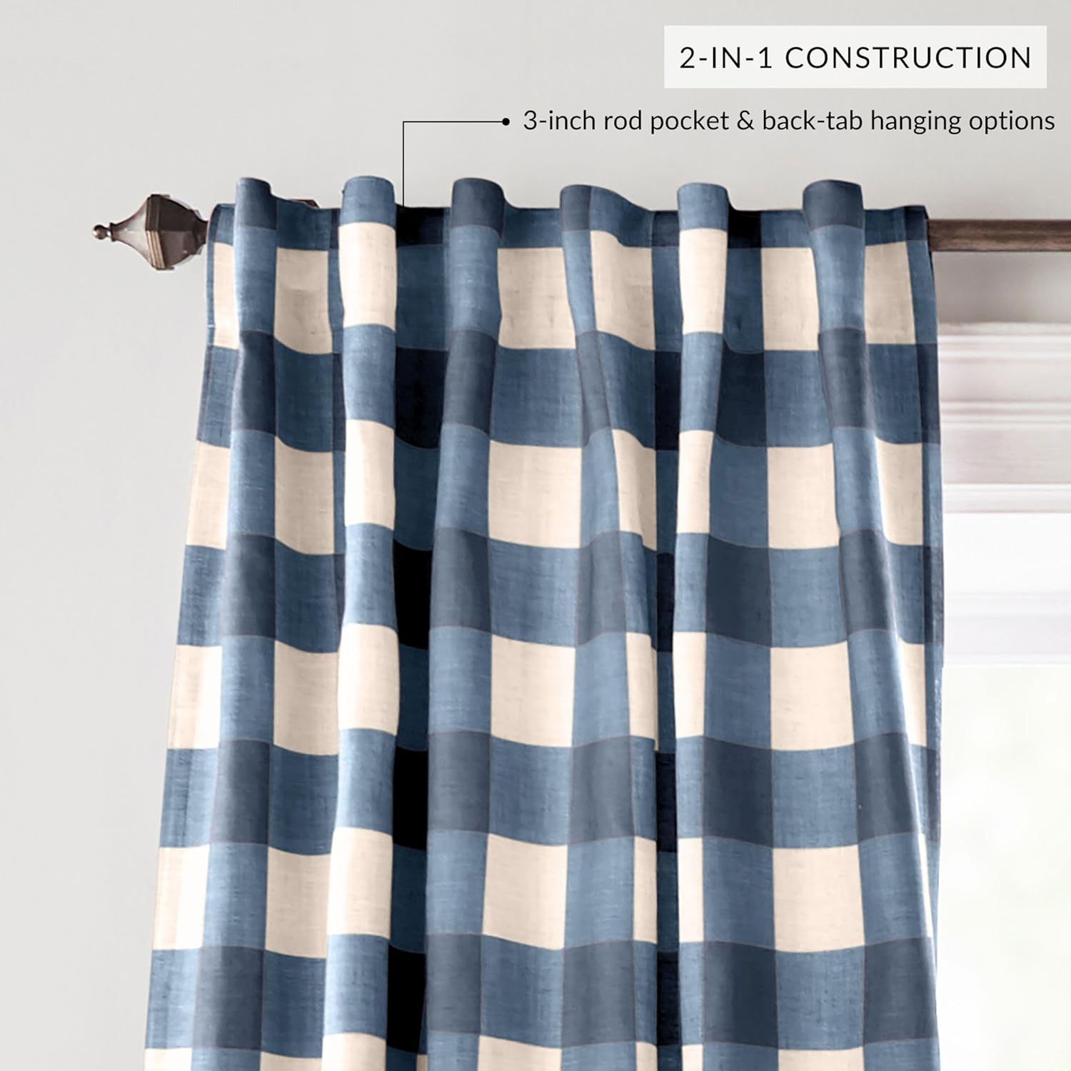 Elrene Home Fashions Grainger, 80% Polyester; 20% Linen, Indigo, 52" X 84" (1 Panel) image number 3
