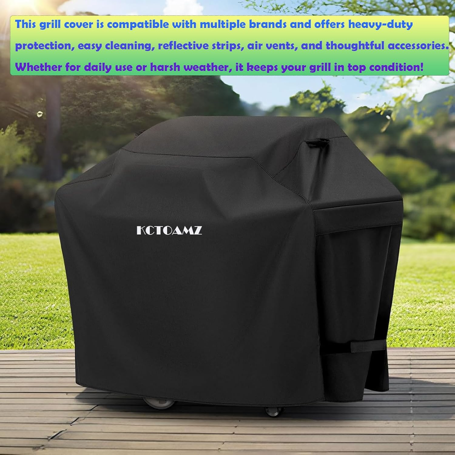 58 Inch Heavy Duty BBQ Grill Cover, Waterproof & UV Resistant Universal Outdoor Barbecue Cover, Fade Proof Grill Accessories for Most Gas/Charcoal Grills (Black)