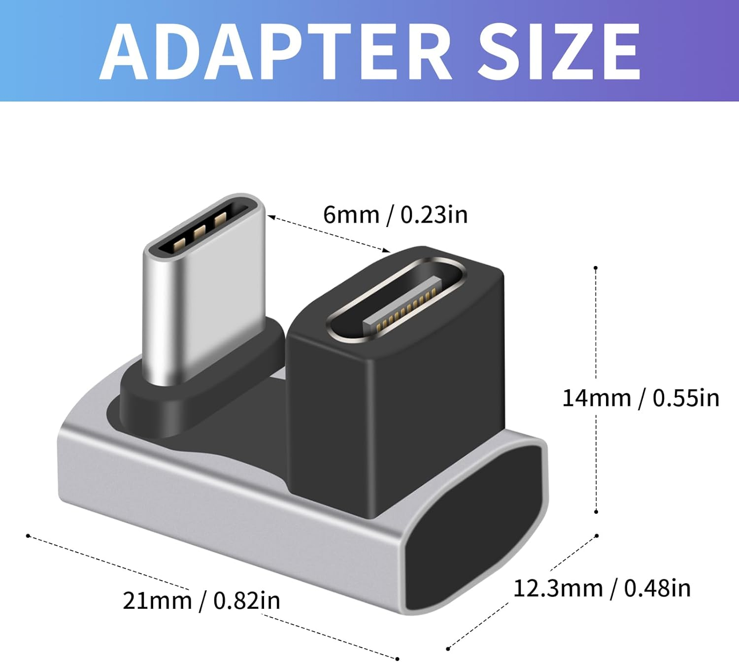 Duttek USB C U Adapter (2 Pack) USB C 180 Degree Adapter Support 40Gbps Data Transfer, 240W Charging and 8K Video, USB C Angle Adapter Compatible for Thunderbolt 4/3, Switch, Macbook, Laptop, Tablet - 240W Vertical 90 Degree image number 3
