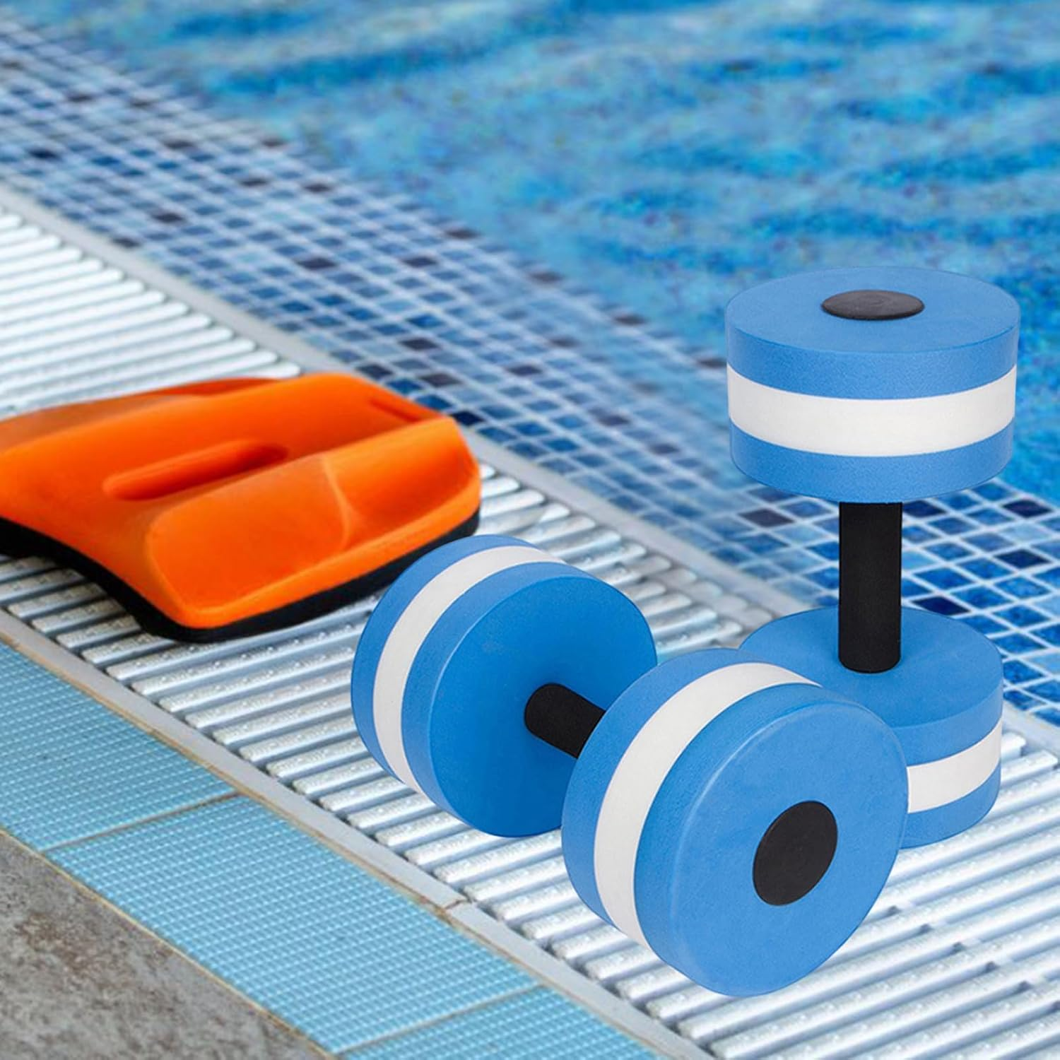 1 Pair Aqua Dumbbells Water Pool Exercise Lightweight, Foam Dumbbells for Aqua Aerobics Water Resistance, Aquatic Barbell Suitable for Fitness Swimming Pool Exercise and Water Aerobics image number 2