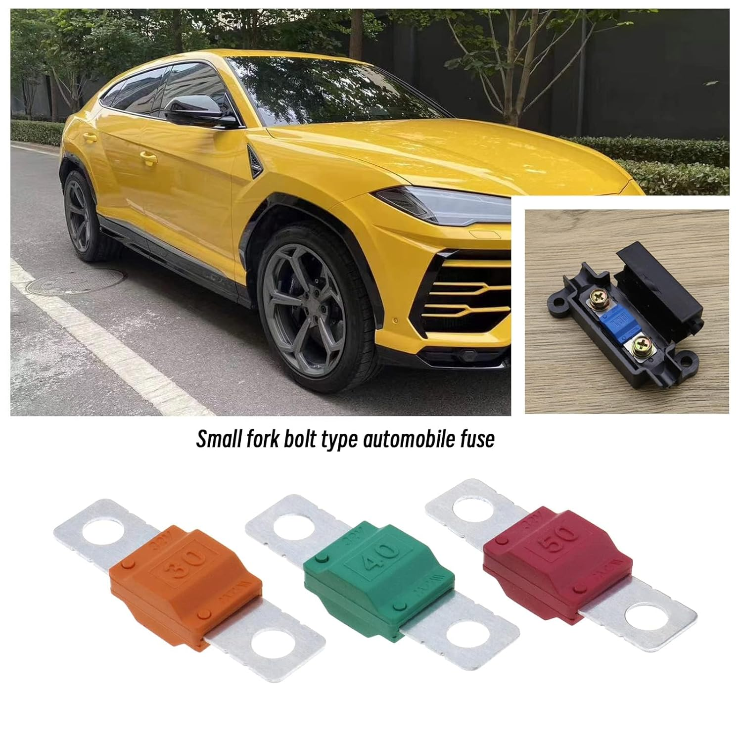 AZSNDB 12Pcs Midi Fuse 30/40/50/60/70/80/100Amp 32V Car Fuse Bolt-On Fuse for Marine Power System Motor Car Audio