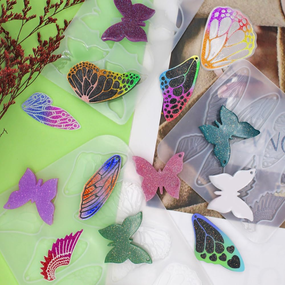 AFUNTA 3 Pieces Butterfly Resin Molds Silicone Realistic Butterflies and Wings Jewelry Molds DIY Gifts for Women image number 3