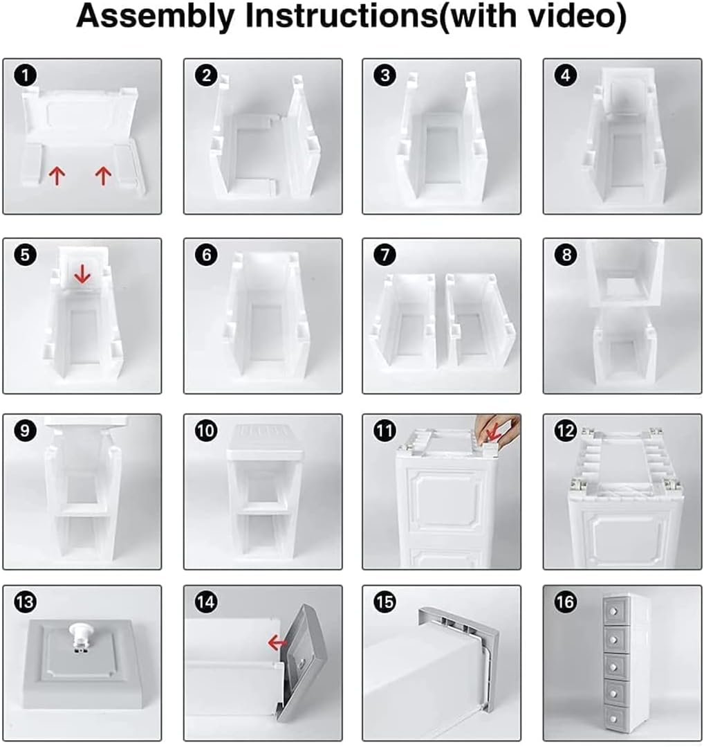 Conworld Super Light Weight Slim Plastic Bathroom Storage, Self-Assembling Bathroom Organizer 5 Tier Slim Storage Cart with 4 Wheels (Product Comes with Installation Instructions and Video) image number 2