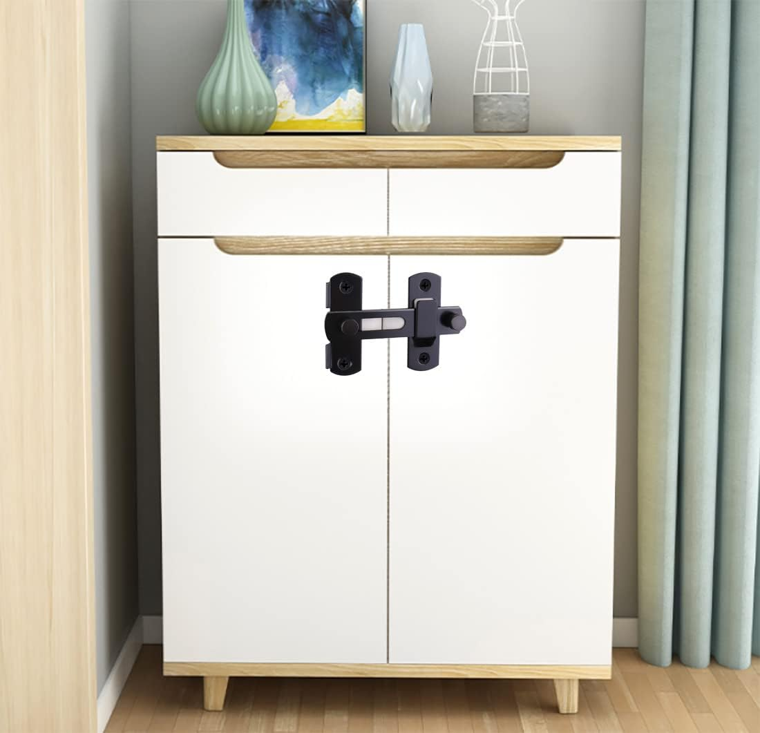 Flip Door Sliding Latch, 180 Degree Stainless Steel Latch, Safety Door Lock, Right Angle Curved Door, Buckle, Brushed Finish Extra Large Size (180&deg;-100Mm) image number 3