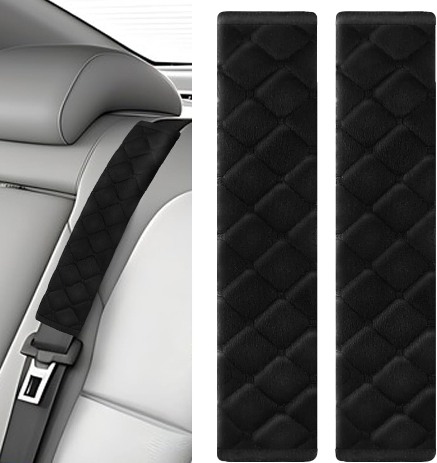 2Pcs Car Seat Belt Padding10.6In (27Cm) Car Seat Belt Shoulder Strap Cover Car Accessories Interior,Soft Shoulder Strap Covers Seat Belt Protector Make Neck and Shoulders More Comfortable image number 5