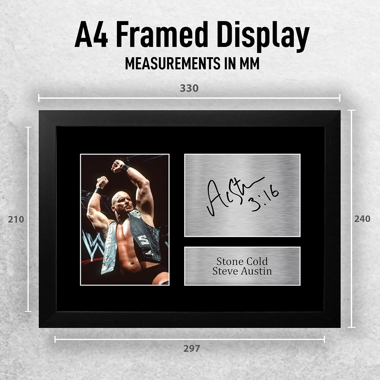 HWC Trading FR Stone Cold Steve Austin Gift Signed FRAMED A4 Printed Autograph WWF WWE Wrestling Gifts Print Photo Picture Display image number 2