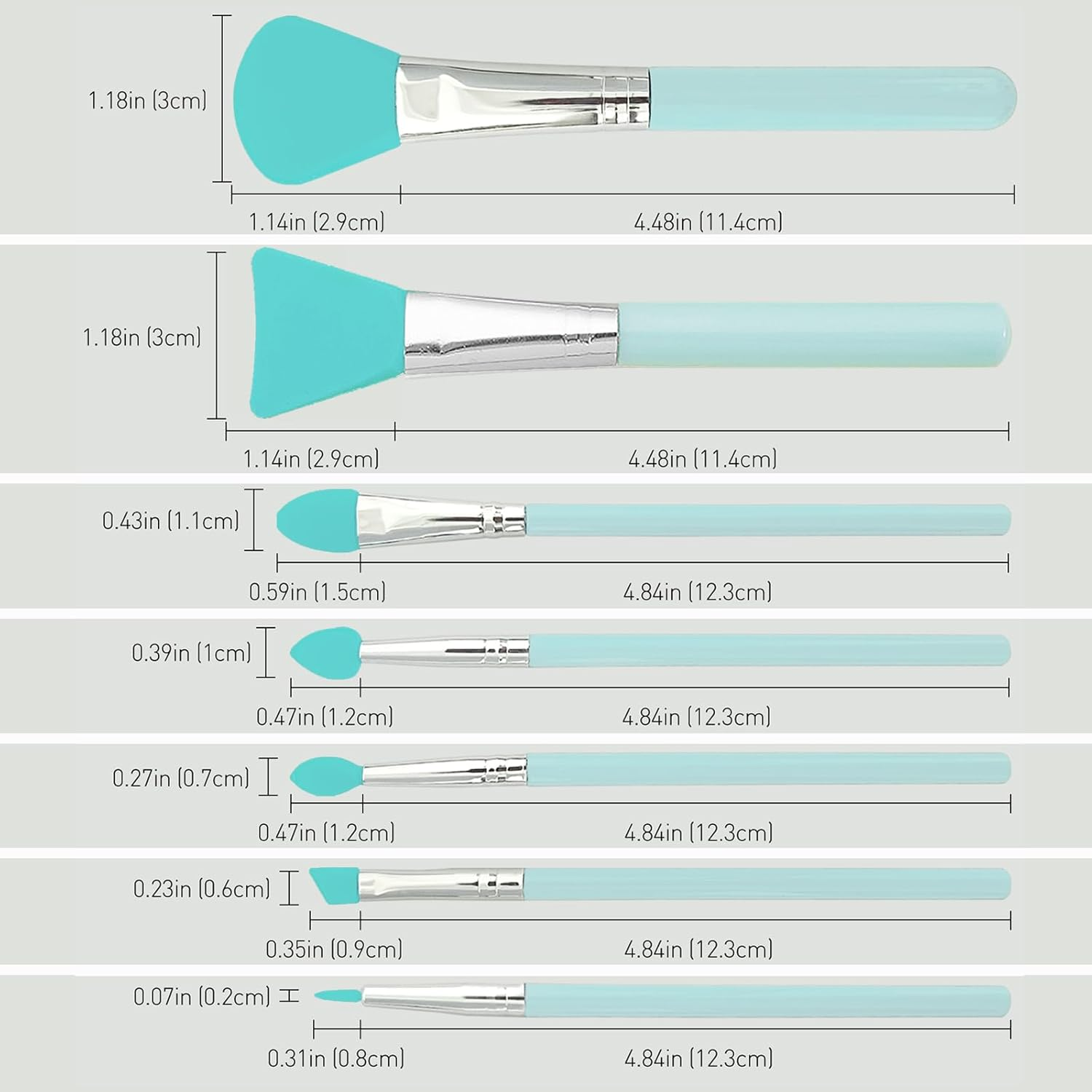 7 Pcs Silicone Brush Applicator Kit for Cream Makeup Products and UV Resin Epoxy Art Crafting image number 3
