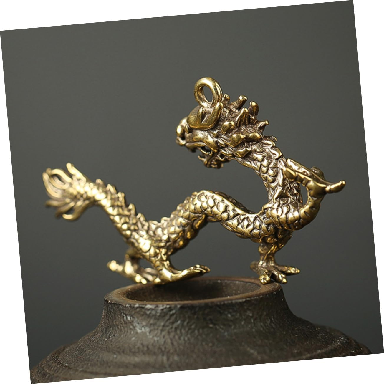 TEHAUX 2Pcs Brass Keychain Dragon Key Ring Pendant Car Key Hanging Adornment Creative Bag Hangings Chain Pendant image number 1