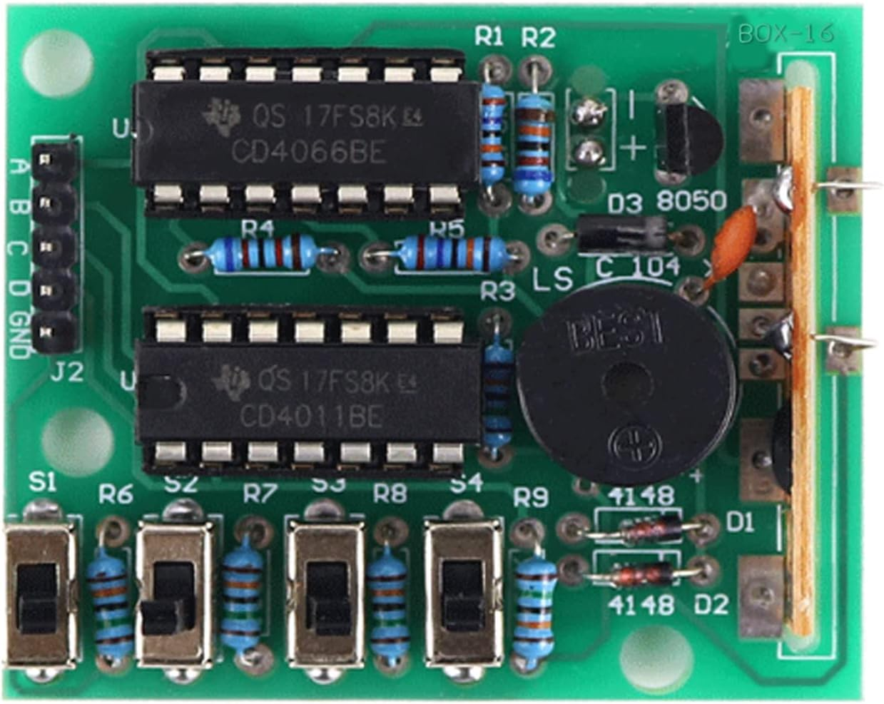 Emsea DIY Soldering Practice Electronic Music Kit Soldering Circuit Board Kit with Battery Box 16 Sound Module for Teaching and Learning 4.5~5V image number 5