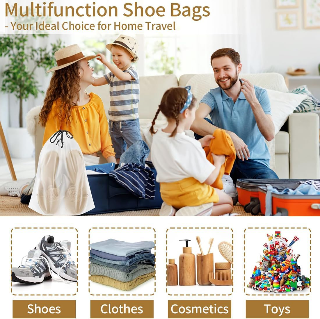 20 Pack Clear Shoe Bags for Travel, Transparent Shoe Bags Large, Waterproof & Dustproof Drawstring Travel Shoe Bags for Packing, Shoes Organizers Storage Pouch for Men and Women image number 2