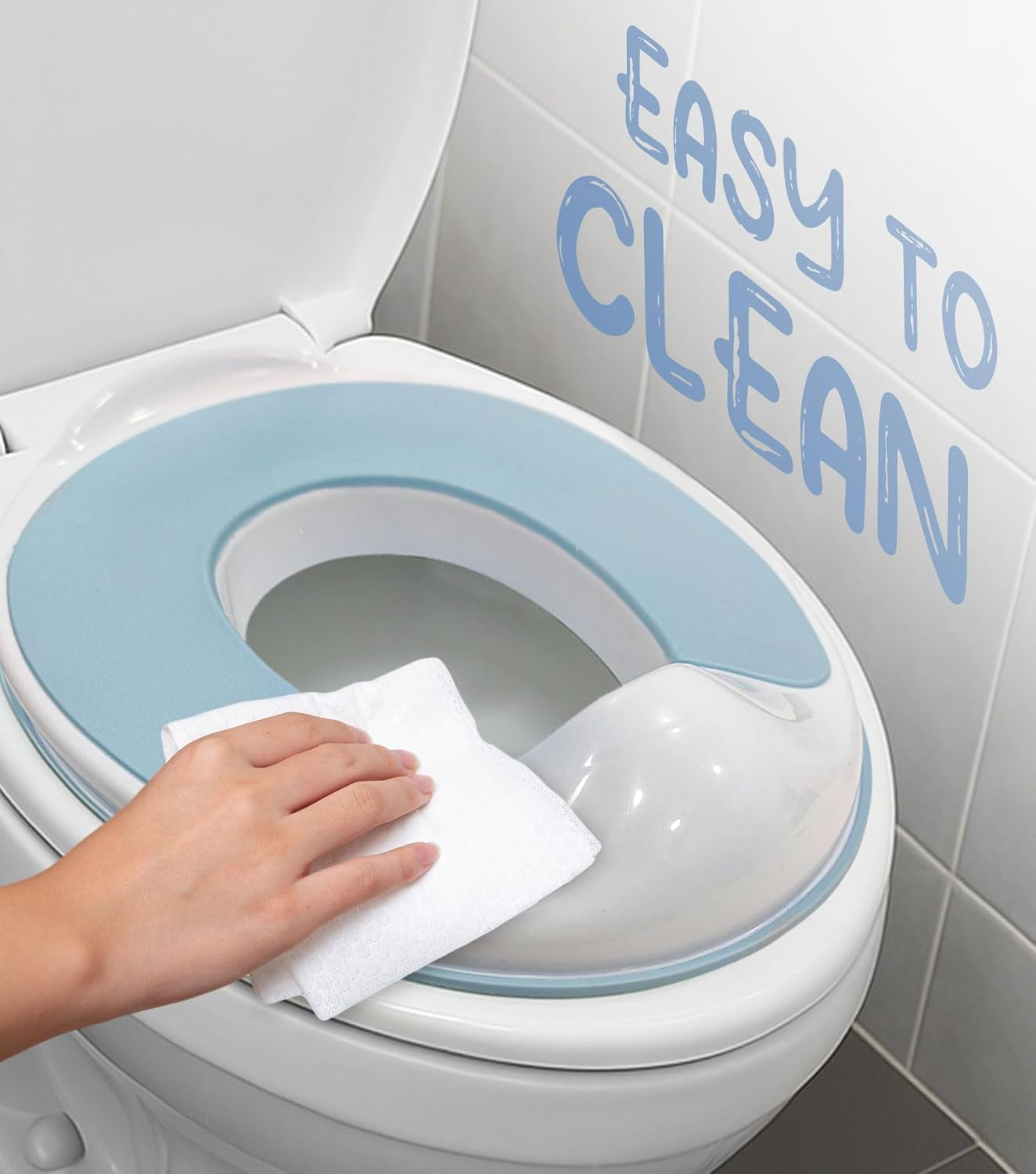 Potty Training Toilet Seat - Ultra-Stable Kids Toilet Seat with Soft Cushion, Anti-Slip Portable Potty Training Seat with Splash Guard for Boys Girls, Fits round & Oval Toilets - Blue