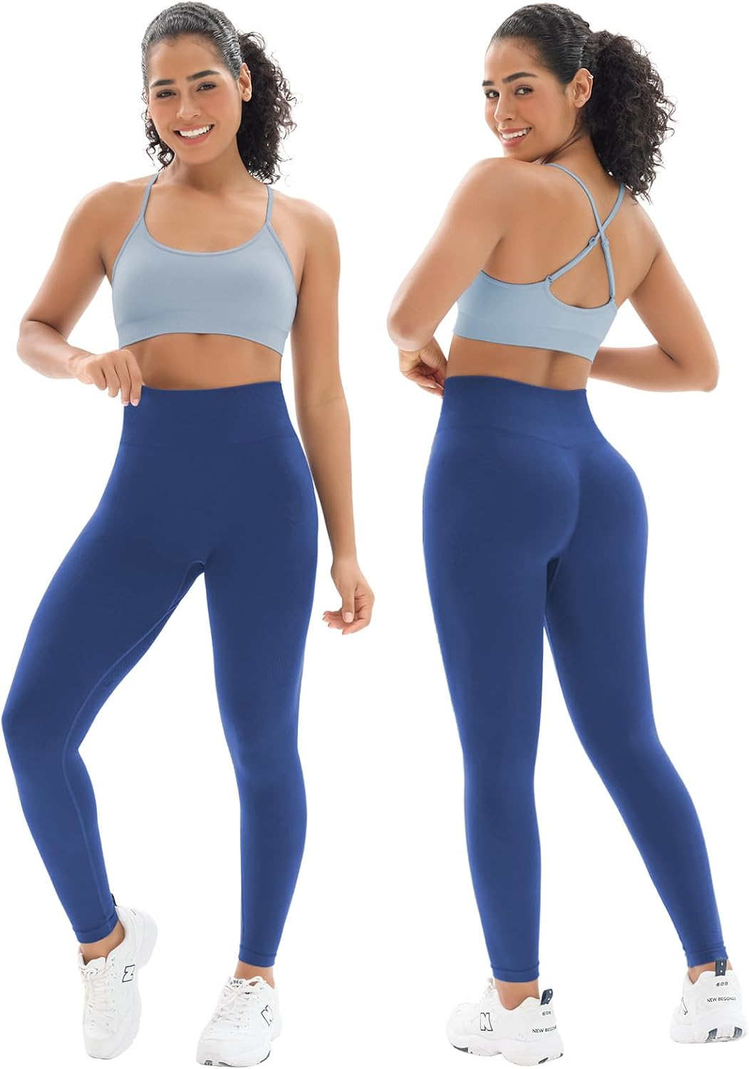 Seamless Workout Sets for Women 2 Piece Adjustable Strappy Sports Bra with High Waisted Butt Lifting Leggings Gym Sets